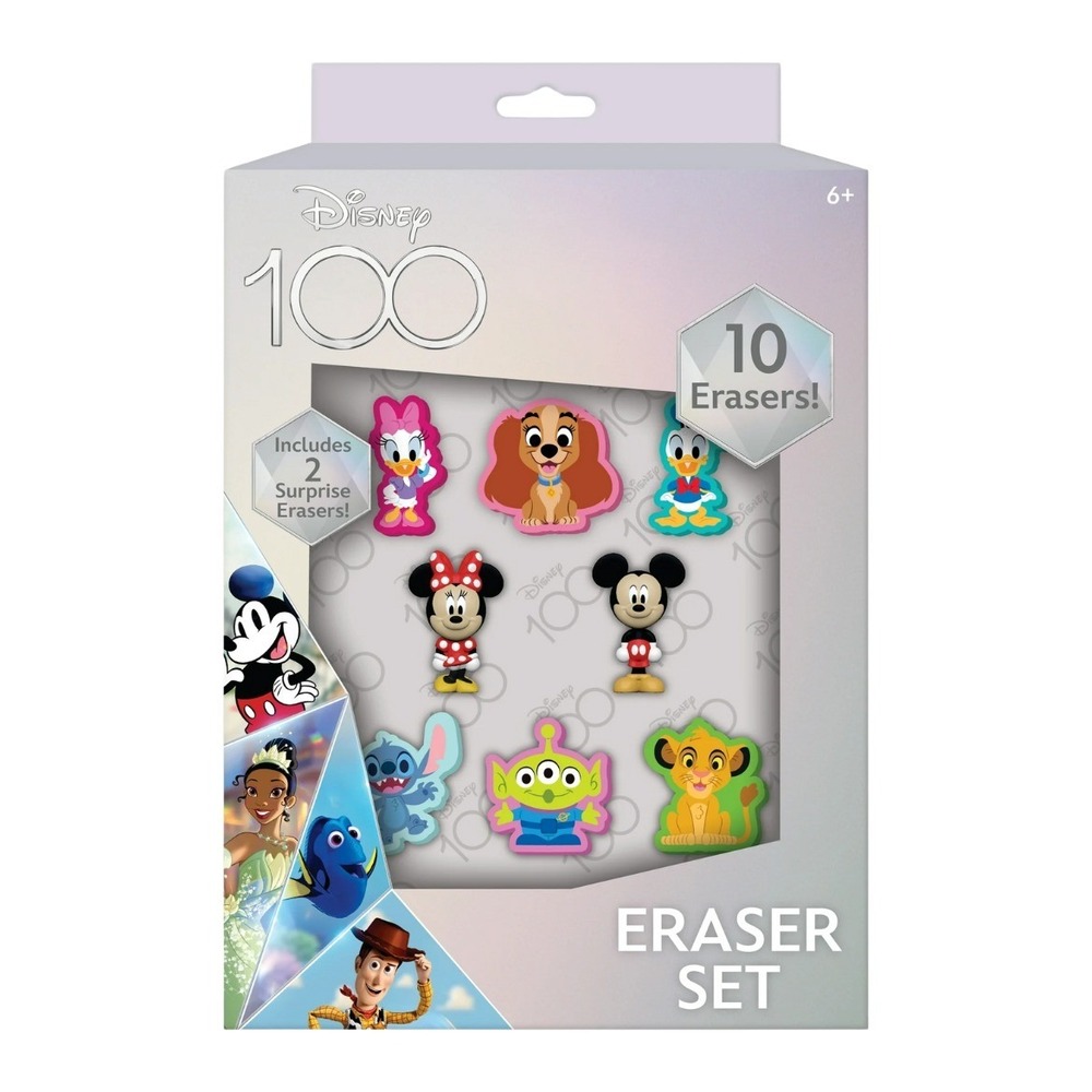 Disney 100 Eraser Set (10 Count W/ 2 Surprise Characters) NEW - Picture 1 of 5